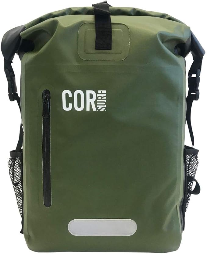Waterproof Backpack with Laptop Sleeve | Heavy Duty Hiking, Kayak Dry Bag Backpack | Roll-Top Closure (25L, Green)