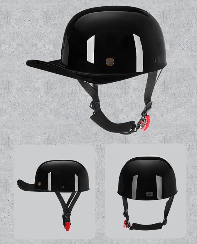 Vintage Retro Open Face Motorcycle Helmet Baseball Cap Half Helmets Men Women for Moped Cap Jet Scooter Street Cruiser - DOT Certified