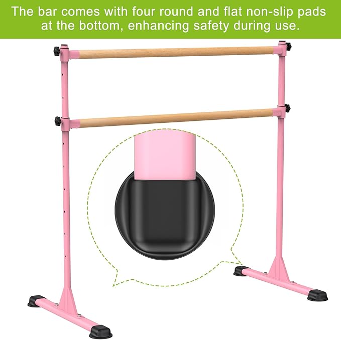 Dolibest Freestanding Ballet Bar, Height Adjustable Ballet Bar, Heavy Duty Dance Bar, with Non-Slip Rubber Pads, Enhanced Stability, Dance/Yoga/Fitness Stretching Bar, Ideal for Kids and Adults