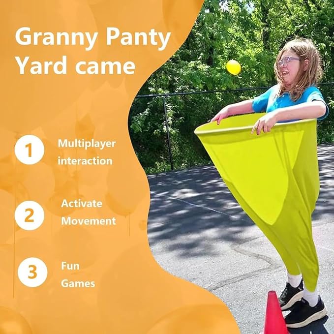 Granny Pants Yard Game, 2Pcs Granny Pants Outdoor Party Game Granny Pants Outdoor Game with 8 Bouncy Balls and Pump Fun Family Reunion & Adult Yard Games for Groups