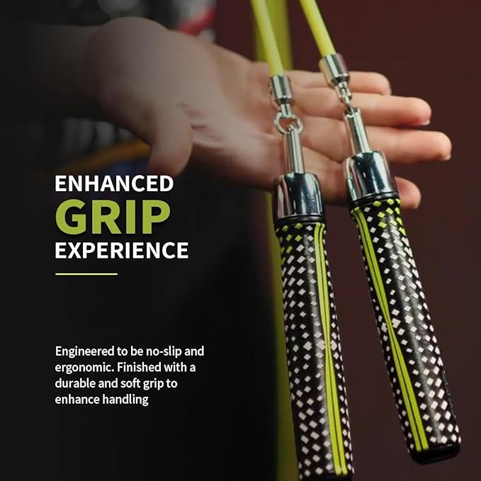 HEREROPE 1/4LB Weighted Jump Rope for Speed, Cardio, Boxing & Workout, Skipping Rope with Ball-bearing, Comfortable & Ergonomic Grip, Tangle Free Cable, Jump Ropes for Men Women Fitness