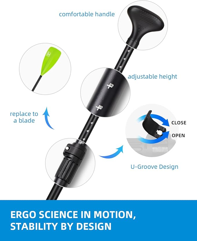 OCEANBROAD SUP Paddle - Adjustable Stand-Up Paddle for Paddleboard Kayak, Adjustable Aluminum Alloy Shaft with Reinforced Nylon Blades