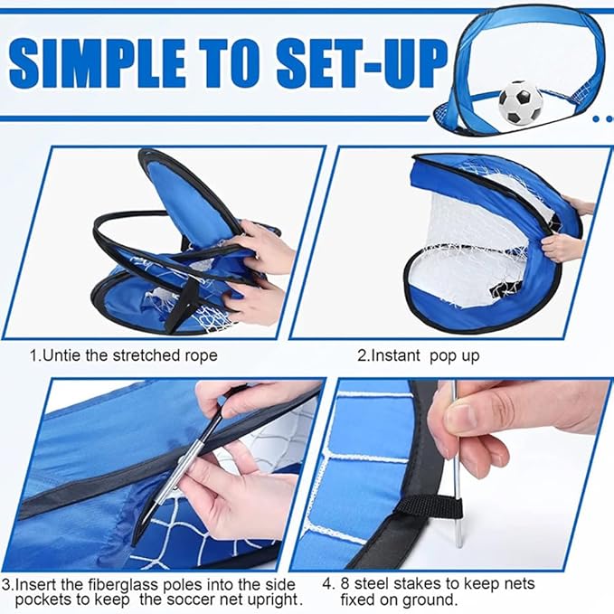 Pop Up Soccer Goal, Portable Folding Soccer Goal with Carrying Bag, Beach Soccer Goals, Indoor and Outdoor Soccer Training Equipment