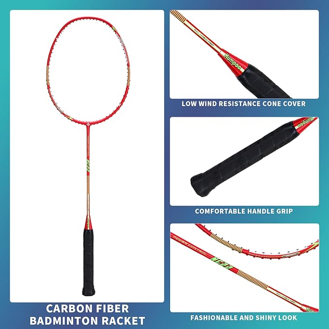Badminton Racket Carbon Fiber, Badminton Racquet Set with Cover, Badminton Professional Racket Durable for Beginners Outdoor Games Gym