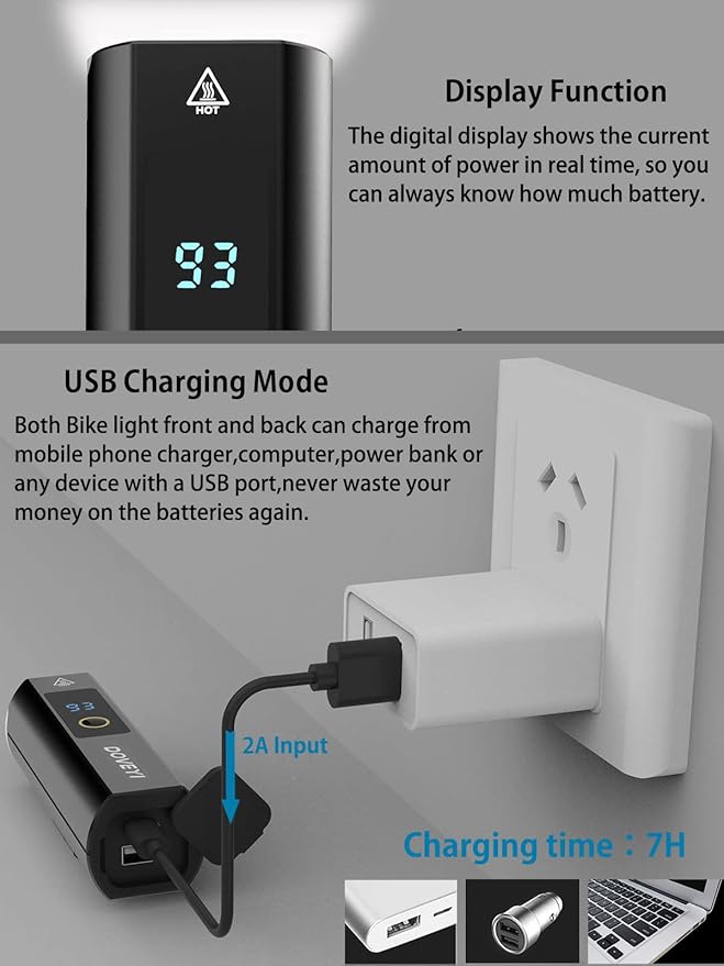 Bike Lights Front and Back, 5000 mAh USB Rechargeable Bicycle Lights, Super Bright 1200 Lumen Bike Headlight and Taillight Set for Night Riding, Cycling Accessories for Road and MTB