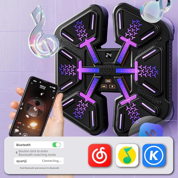 Music Boxing Machine With Gloves, Wall Mounted Intelligent Trainer for Kids, Game Equipment Workout Punching Machine for Teenagers Boys Girls Gifts