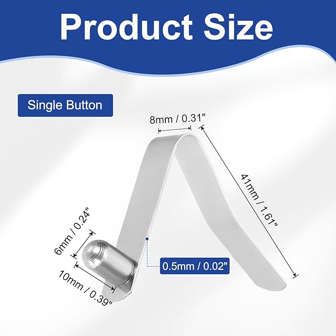 HARFINGTON Single Button Kayak Paddle Snap Spring Clip Spring Steel V Shaped Solid Lift Telescopic Locking Tube Pole Clips for Umbrella Camping