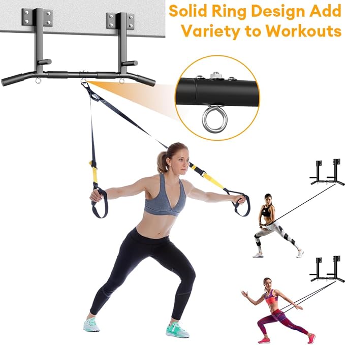 Wall Mount Pull Up Bar, Joist Mount Pull Up Bar, Beam and Rafter Mounted Chin Up Bar for Home Gym With Wood Mount and Wall Mount Screws