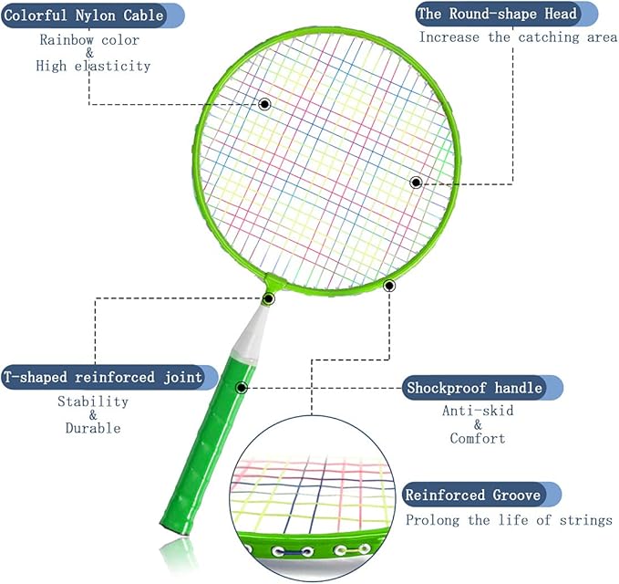 Badminton Rackets for Children,12 in 1 Shuttlecocks Racquet Sports Set w/Lightweight Carrying Bag for Kids Professionals Beginner Players Indoor Outdoor Sport Game