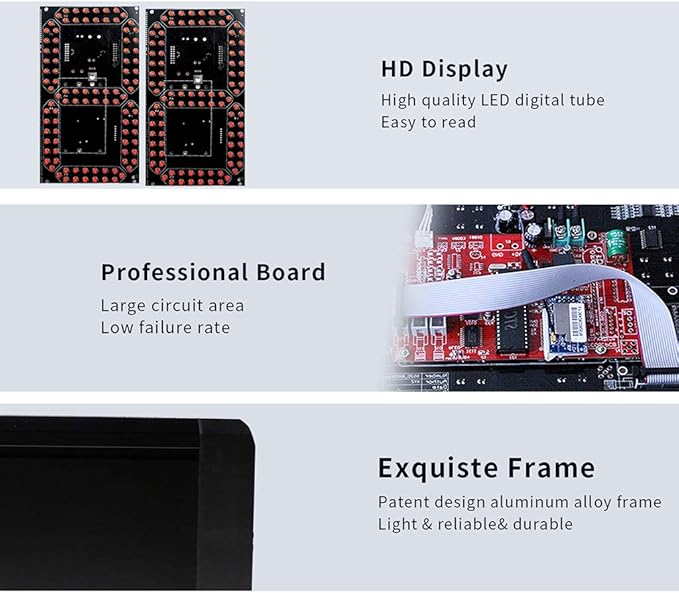 Portable 5 inch High 6 Digits LED Race Clock with for Running Events, Countdown/up Digital Race Timer, 12/24-Hour Clock,LED Stopwatch by Remote Control