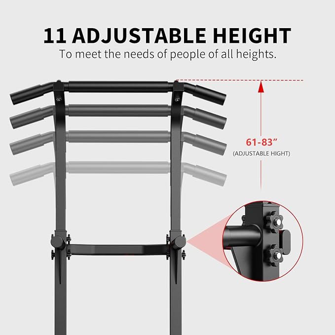 ZENOVA Pull Up Bar Dip Bar Power Tower Workout Dip Station Height Adjustable Free Standing Chin Up Bar Home Gym Equipment 300LBS Weight Capacity
