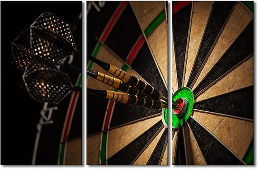 Wall Art Retro Dart Board Canvas Wall Art for Bedroom Leisure Sport Wall Paintings for Living Room Motivational Office Modern Wall Art Pictures Print On Canvas Giclee Framed Ready to Hang, 28"Wx42"H