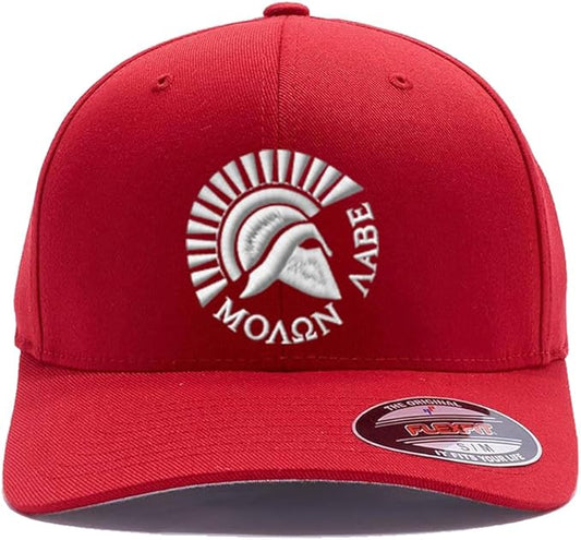 Spartan Warrior Helmet Molon Labe - Come and Take It Custom Embroidered Flex Fitted Baseball Hat