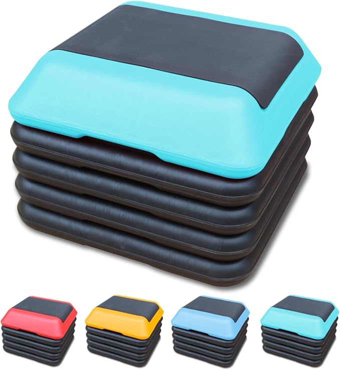 Exercise Aerobic Step Platform,Adjustable Height Fitness Stepper Stackable Risers, Aerobics Stepper Workout Stepper for Gym Home Cardio Strength & Training