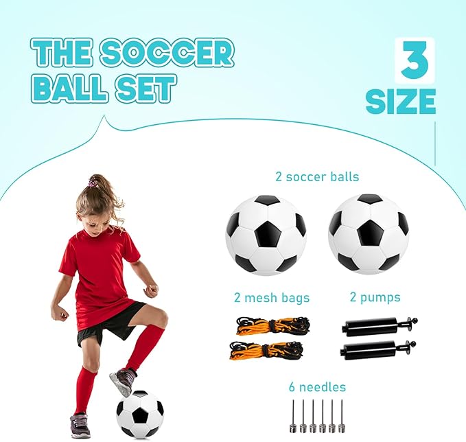 U&C Planet Soccer Ball Size 2/3/4/5 for Toddler and Kids, 1 Pack 2 Pack Classic Cartoon Ball with Pump for Girls and Boys Age 1 and up, Indoor Outdoor Soccer Game Gift