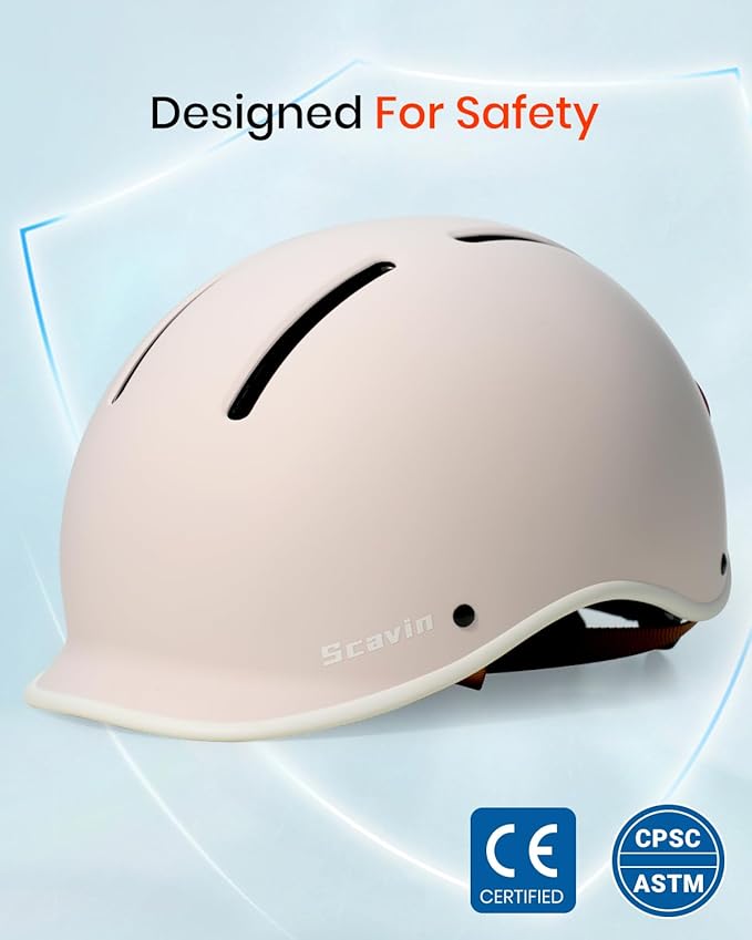 Bike Helmet for Adult: Bicyle Helmet with EPS Foam Interior for Men & Women, Adjustable Cycling Helmet with LED Light Safety Certified for Commuting