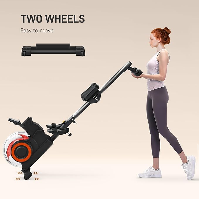 Soozier Water Rowing Machine for Home, Foldable Rower Machine with Adjustable Resistance, Wheels, LCD Monitor and Tablet Holder, 264lbs Weight Capacity