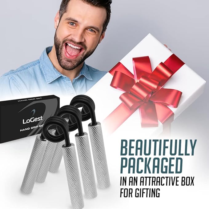 Logest Metal Hand Grip Set, 100LB-350LB 6 Pack 50LB-350LB 7 Pack No Slip Heavy-Duty Grip Strengthener with Gift Box, Great Wrist & Forearm Hand Exerciser, Home Gym, Hand Gripper Grip Strength Trainer