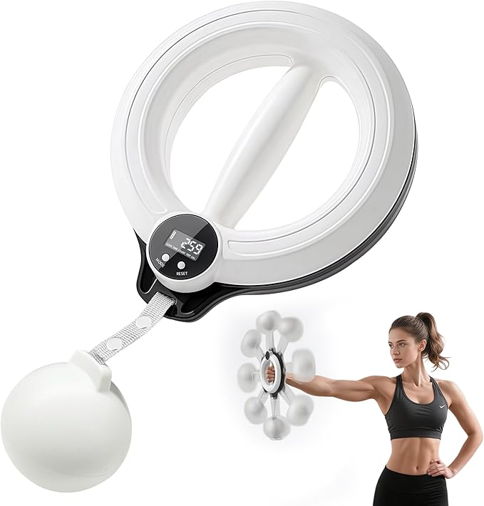 360° Hand-Crank Arm Workout for Men & Women - Adjustable Forearm & Chest Trainer with LED Counter, Non-Slip Handle, Portable Silent Home Fitness Equipment