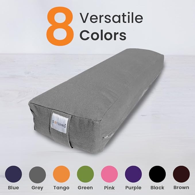 Sol Living Yoga Bolster Pillow Rectangular Meditation Cushion Cotton Meditation Accessories for Restorative Yoga Meditation Pillow Yoga Pillow Firm Body Pillow Bolster Pillow for Legs Removable Cover
