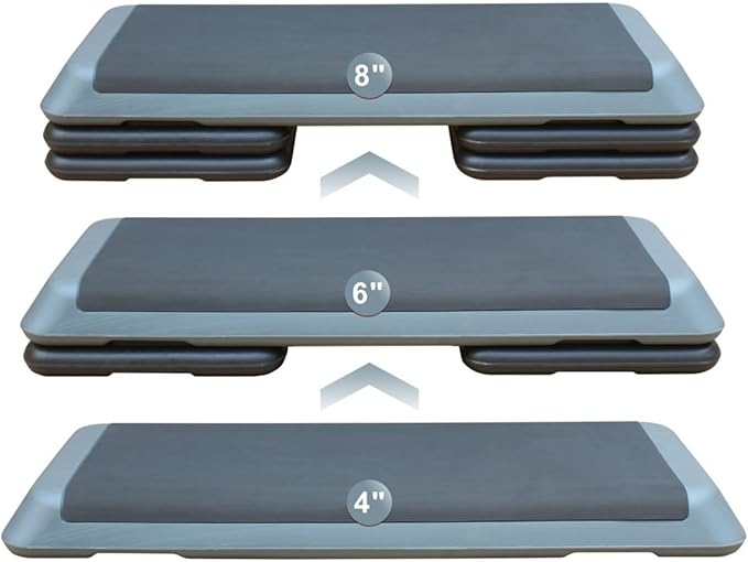 Modern Design Adjustable Aerobic Step Workout Step with 4 Risers Fitness & Exercise Platform Trainer for Home Gym