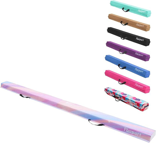 FBSPORT 8ft/6ft Balance Beam: Folding Floor Gymnastics Equipment for Kids Adults,Non Slip Rubber Base, Gymnastics Beam for Training, Practice, Physical Therapy and Professional Home Training