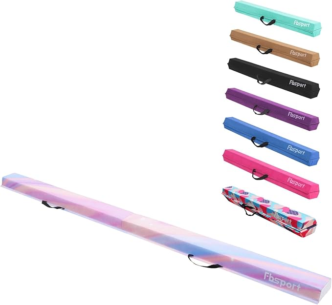 FBSPORT 8ft/6ft Balance Beam: Folding Floor Gymnastics Equipment for Kids Adults,Non Slip Rubber Base, Gymnastics Beam for Training, Practice, Physical Therapy and Professional Home Training