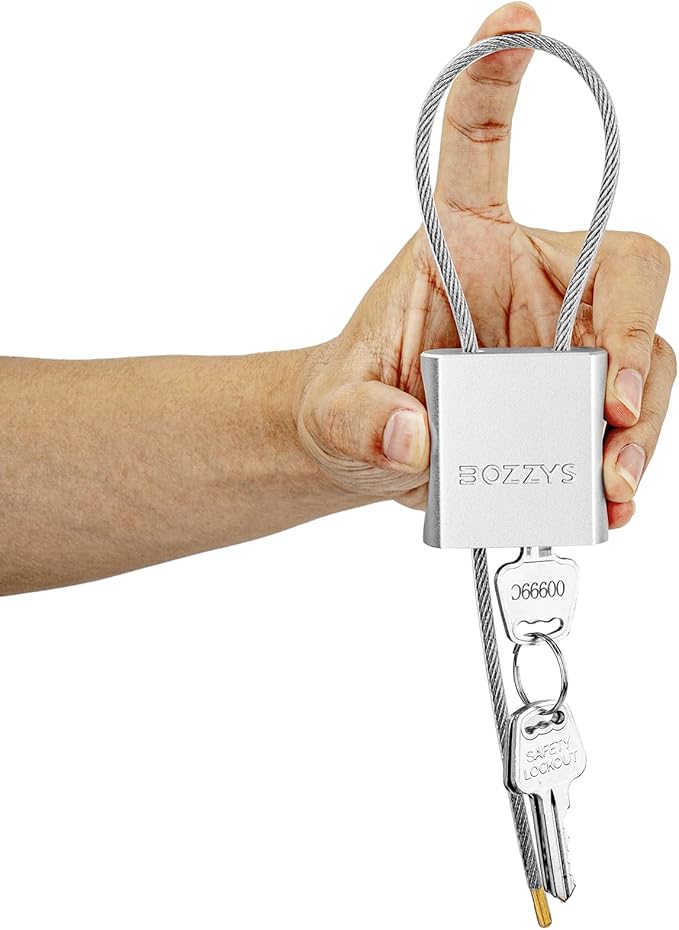 Adjustable Cable Padlock with 3 Keys | L 1.15ft x D 1/6in Aluminum Steel Cable Locks for Bikes, Gate, Lockers & Outdoor Gear | Keyed Different & Silver