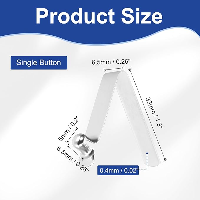 HARFINGTON 20pcs Single Button Kayak Paddle Snap Spring Clip 5x6.5x33mm 65Mn Spring Steel V-Shaped Hollow Lift Telescopic Locking Tube Pole Clip for Tent Umbrella Camping