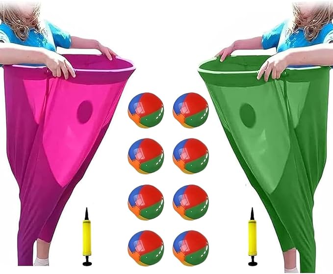 Granny Pants Yard Game, Oversized Giant Stretchy Pants Outdoor Game with Inflatable Ball & Bicycle Pump, for Birthdays, BBQs, Beach and Backyard Games