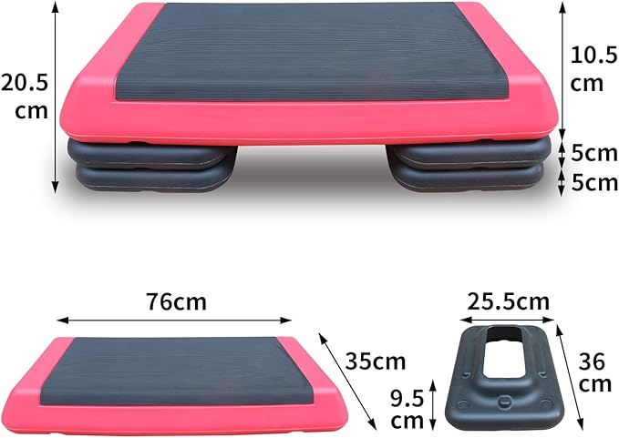 Exercise Aerobic Step Platform,Adjustable Height Fitness Stepper Stackable Risers, Aerobics Stepper Workout Stepper for Gym Home Cardio Strength & Training