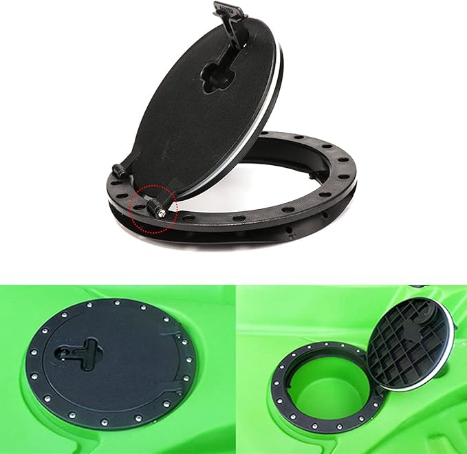 8Inch Hatch Kit, Deck Hatch with Waterproof Bag and Fasteners for Kayak Boat Fishing Rigging（Black）