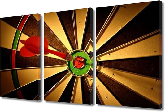 3 Panel Canvas Wall Art for Bedroom Dart Target Wall Art for Living Room Hit the Target Wall Art Decor Inspirational Decor Artwork Rustic Decor for Home Walls Giclee Framed Ready to Hang - 24"Wx36"H