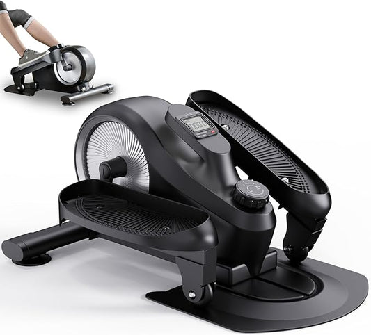 Under Desk Mini Elliptical Electric Leg Exerciser While Sitting for Seniors Elderly, Portable Seated Motorized Foot Bike Pedal Exerciser, Small Compact Elliptical Machine with Resistance Home Fitness