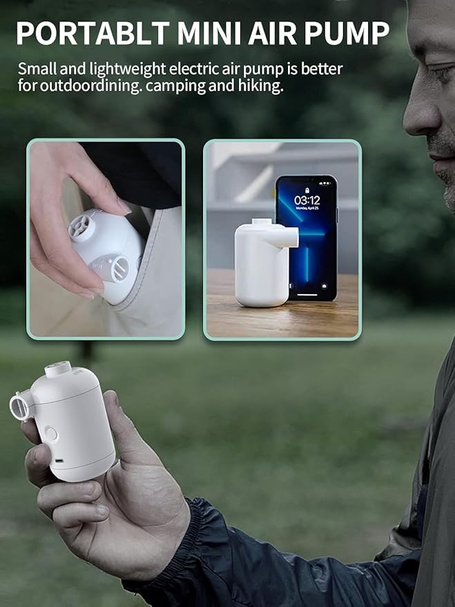 3T6B USB Rechargeable Air Mattress Pumps, Portable Air Pump with 4 Nozzles for Outdoor Camping, Air Mattress, Inflatable Couch, Pool Toy