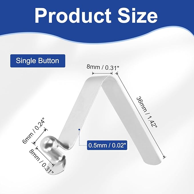 HARFINGTON Single Button Kayak Paddle Snap Spring Clip Spring Steel V-Shaped Hollow Lift Telescopic Locking Tube Pole Clips for Tent Umbrella Camping