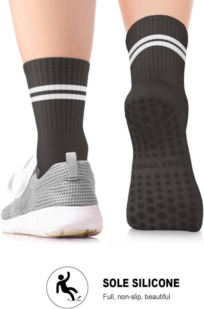 6 Pairs Grip Pilates Socks for Women, Non-slip Yoga Athletic Socks for Barre Ballet Barefoot Workout Hospital