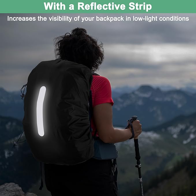 Waterproof Backpack Rain Cover Waterproof Backpack Cover, Bag Rain Cover with A Vertical Reflective Strap for Hiking/Biking/Camping/Outdoor Traveling