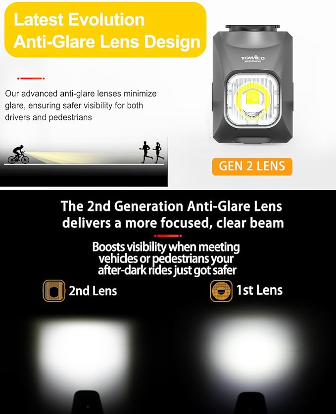 TOWILD DL1200S Bike Lights for Night Riding,1200LM Super Bright Bicycle Headlight,Waterproof Bike Front Light for Mountain Road Cycling