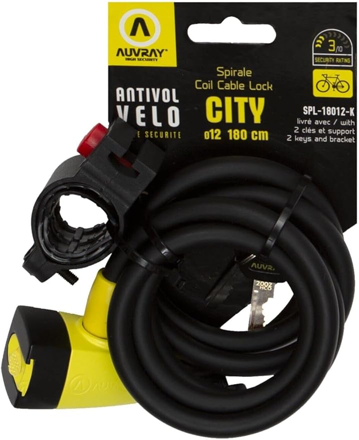 Coiled Bike Lock, Heavy Duty Anti Theft Bike Cable Lock, 6 Feet Long, Secure Bike Lock with Key and Bracket, Designed for Bikes & Scooters.