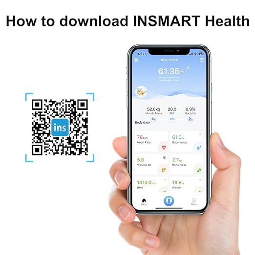 INSMART Smart Scale for Body Weight, All-in-one LCD Display Bathroom Weight Scales Body Fat Scale,Bluetooth Digital Smart Weighing Scale with Heart Rate,Heart Index & Body Composition Analyzer,396 lbs