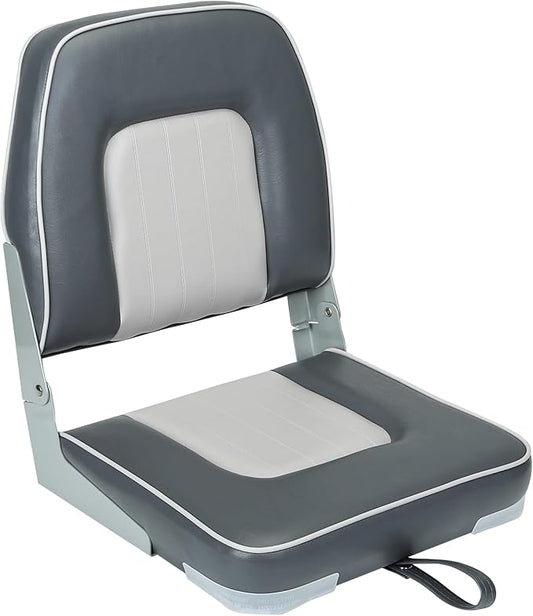 Classic Low Back Fishing Boat Seat with Backrest Folding Boat Chair Marine Bass Jon Boat Seats