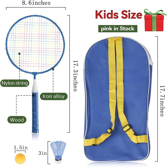 Badminton Rackets for Children,12 in 1 Shuttlecocks Racquet Sports Set w/Lightweight Carrying Bag for Kids Professionals Beginner Players Indoor Outdoor Sport Game
