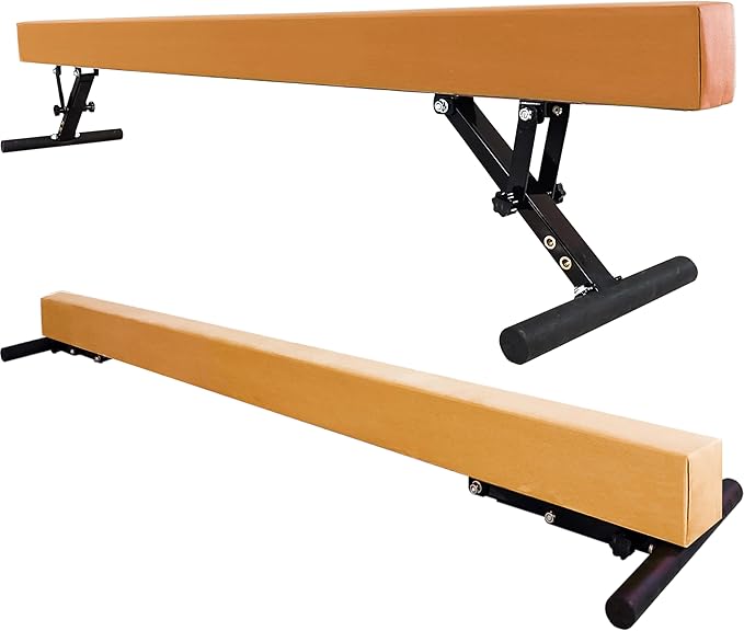 Adjustable Balance Beam Gymnastics Beam 8 FT Adjustable Height Beams for Kids, High and Low Floor Beams,Gymnastics Equipment for Kids Adults Training at Home and Gym Center