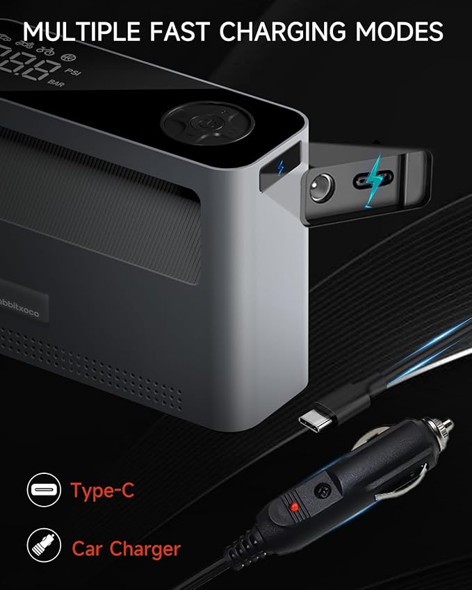 Paddle Board Pump 10 Pump Modes SUP Air Pump 500L Airflow/min Tire Inflator Portable Air Compressor 4X Speeds Electric Air Pump Suitable All Model Tires, Tents, SUP, Air Mattess, Kayak