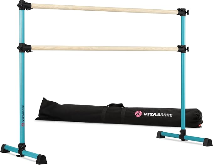 VITA Barre Portable Freestanding Double Ballet Barre, Prodigy, with Carry Bag | Adjustable Height, USA Made, Home or Gym Exercise Equipment for Kids & Adults | Dance, Fitness, Pilates