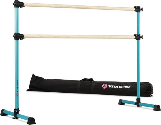 VITA Barre Portable Freestanding Double Ballet Barre, Prodigy, with Carry Bag | Adjustable Height, USA Made, Home or Gym Exercise Equipment for Kids & Adults | Dance, Fitness, Pilates