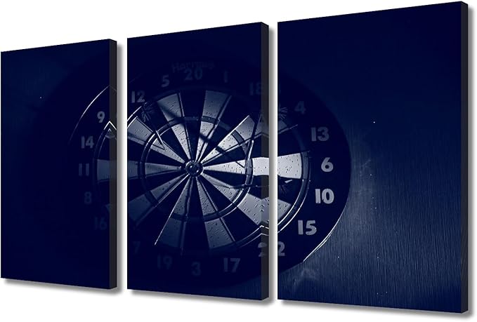 3 Pieces Sports Theme Wall Decor Dart Plate in the Dark Pictures Canvas Wall Art for Home Decoration Paintings Prints Inspirational Wall Art Poster Home Decor Artwork Framed Ready to Hang(24"Wx36"H)