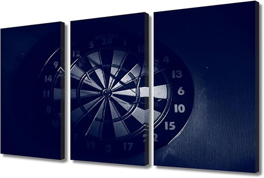 3 Pieces Sports Theme Wall Decor Dart Plate in the Dark Pictures Canvas Wall Art for Home Decoration Paintings Prints Inspirational Wall Art Poster Home Decor Artwork Framed Ready to Hang(24"Wx36"H)