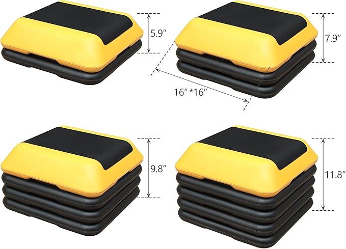 Exercise Aerobic Step Platform,Adjustable Height Fitness Stepper Stackable Risers, Aerobics Stepper Workout Stepper for Gym Home Cardio Strength & Training